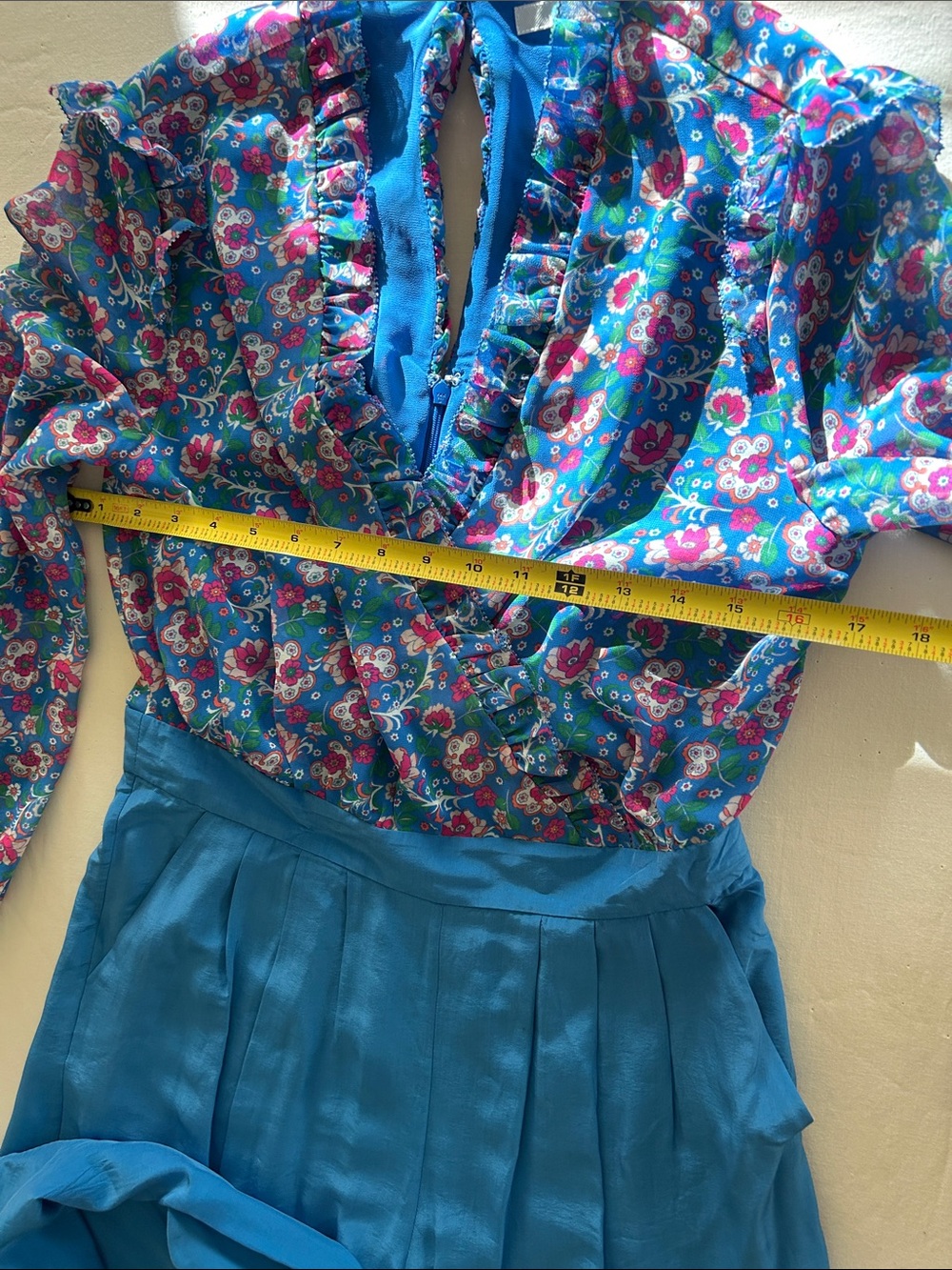 Boden Floral Blue Wide-Leg Jumpsuit Pants - Picture 6 of 11